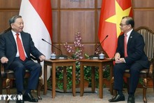 Генеральный секретарь ЦК КПВ То Лам и Спикер Парламента Сингапура Си Киан Пенг. Фото: ВИА