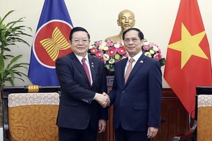 Министр иностранных дел Буй Тхань Шон и Генеральный секретарь АСЕАН Као Ким Хорн. Фото: baoquocte.vn