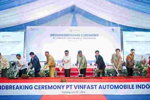 Церемония закладки первого камня завода по сборке электромобилей VinFast.