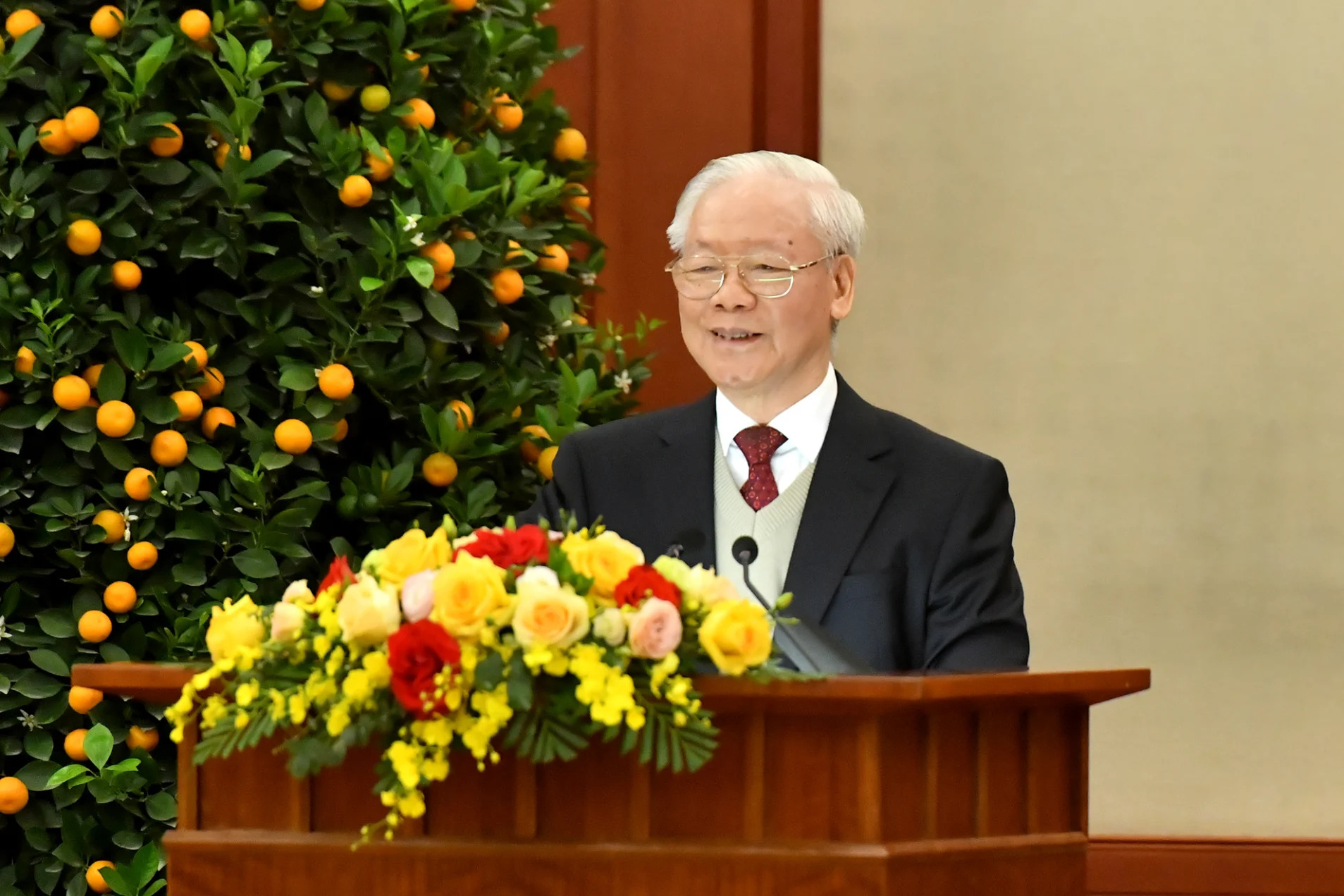Генеральный секретарь ЦК КПВ Нгуен Фу Чонг выступает на встрече. Фото: Данг Кхоа
