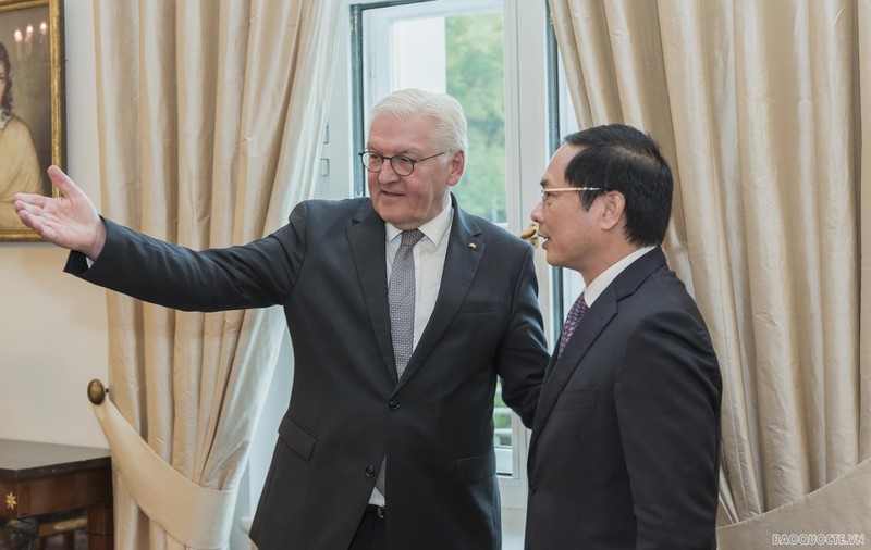 Министр иностранных дел Вьетнама Буй Тхань Шон и Президент Германии Франк-Вальтер Штайнмайер. Фото: baoquocte.vn