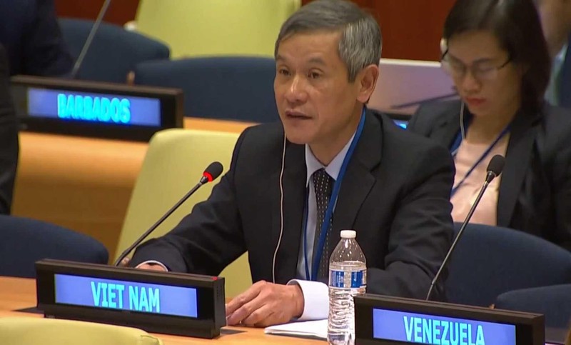 Помощник Министра иностранных дел Нгуен Минь Ву выступает на дискуссии. Фото: UN Web TV