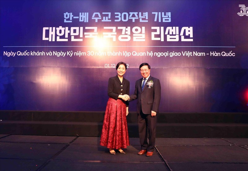 Вице-премьер Фам Бинь Минь и Посол Республики Корея во Вьетнаме О Ён Чжу. Фото: ВИА 