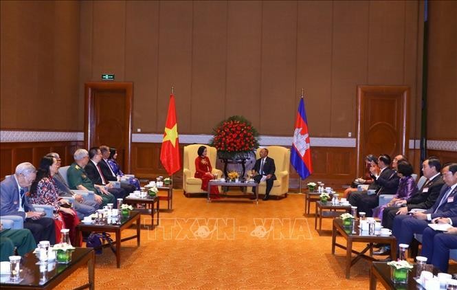 Общий вид приема делегации Общества вьетнамско-камбоджийской дружбы.