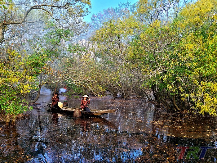 Путешествие на деревянной лодке по Рутя доставляет чувство удовольствия и наслаждения. Фото: trt.com.vn