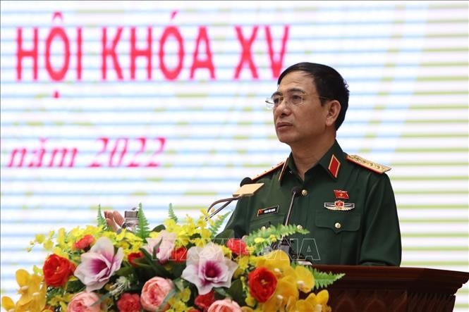 Генерал армии Фан Ван Жанг выступает на встрече. Фото: VNA