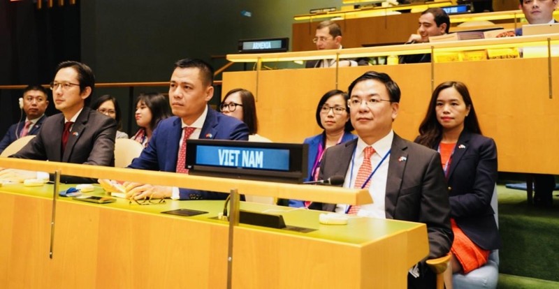 Вьетнамская делегация на голосовании в состав Совета ООН по правам человека. Фото: baoquocte.vn