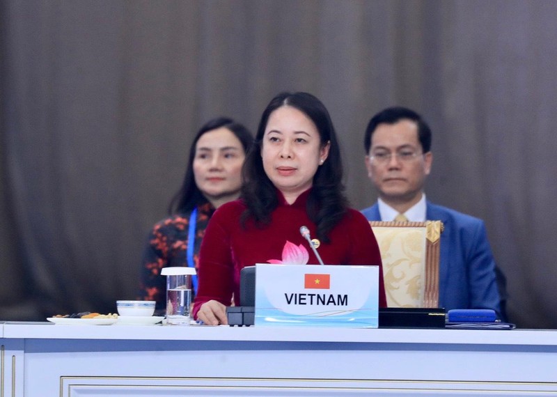 Вице-президент Вьетнама Во Тхи Ань Суан выступает на пленарном заседании саммита СВМДА. Фото: МИД Вьетнама