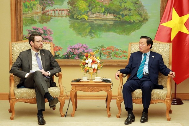 Вице-премьер Чан Хонг Ха и Посол Великобритании во Вьетнаме Иэн Фрю. Фото: VGP