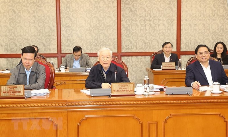Генеральный секретарь ЦК КПВ Нгуен Фу Чонг выступает на заседании. Фото: ВИА