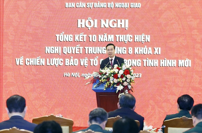 Президент Во Ван Тхыонг выступает на конференции. Фото: ВИА
