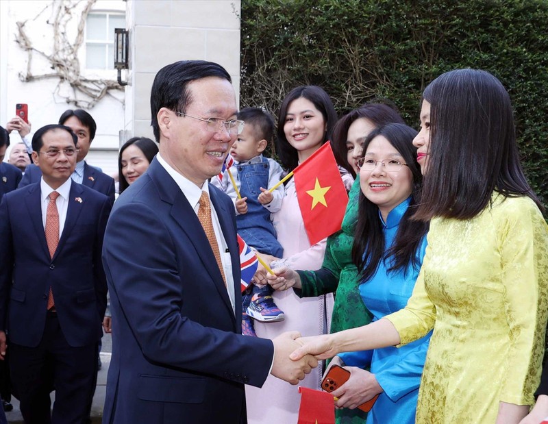 Президент Во Ван Тхыонг встречается с представителями сообщества вьетнамцев в Великобритании. Фото: ВИА