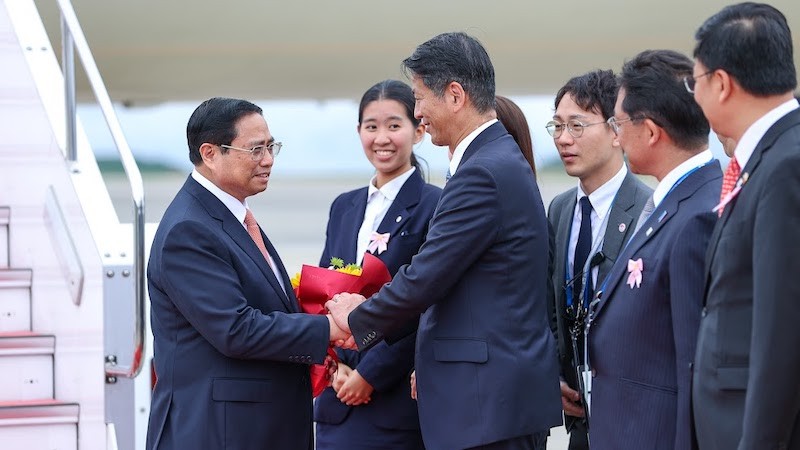 Руководители Японии встречают Премьер-министра Фам Минь Тьиня. Фото: VGP