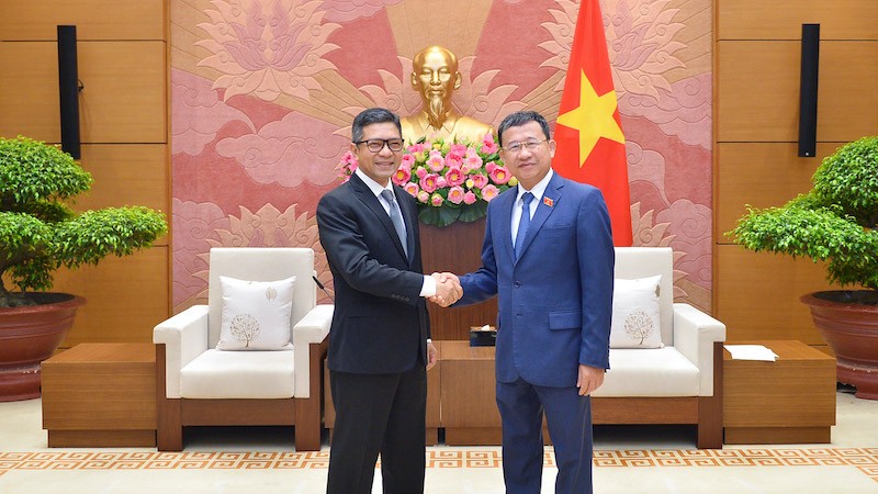 Председатель Комитета НС по внешним связям Ву Хай Ха и Посол Индонезии во Вьетнаме Денни Абди. Фото: quochoi.vn