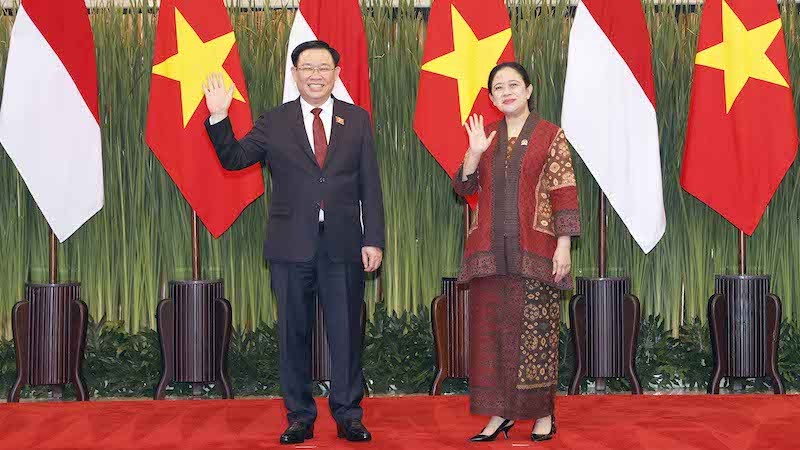 Председатель НС Выонг Динь Хюэ и Председатель Совета народных представителей Индонезии Пуан Махарани. Фото: ВИА