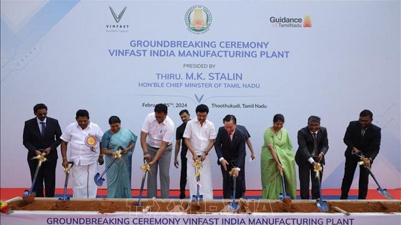Церемония закладки первого камня первого завода VinFast в Индии. Фото: ВИА
