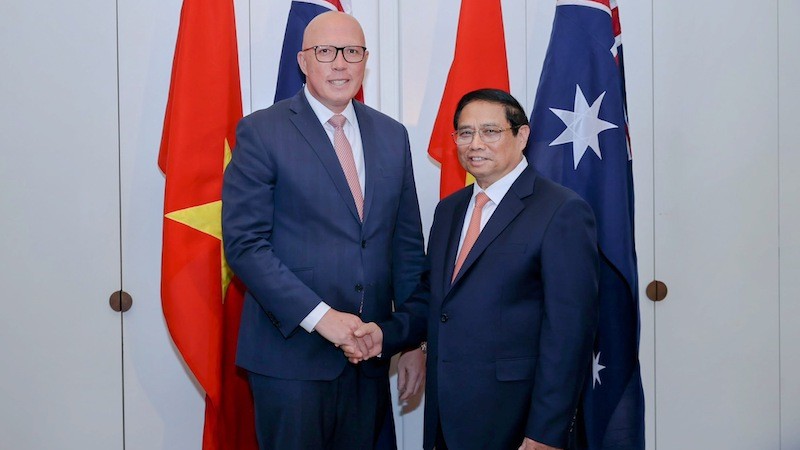 Премьер-министр Фам Минь Тьинь и лидер Либеральной партии Австралии Питер Даттон. Фото: VGP