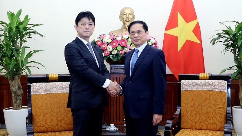 Министр иностранных дел Буй Тхань Шон и член Палаты представителей, Замминистра иностранных дел Японии Комура Масахиро. Фото: МИД Вьетнама
