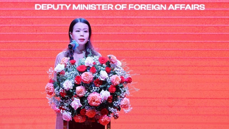 Замминистра иностранных дел Нгуен Минь Ханг выступает на конферецнии. Фото: ВИА