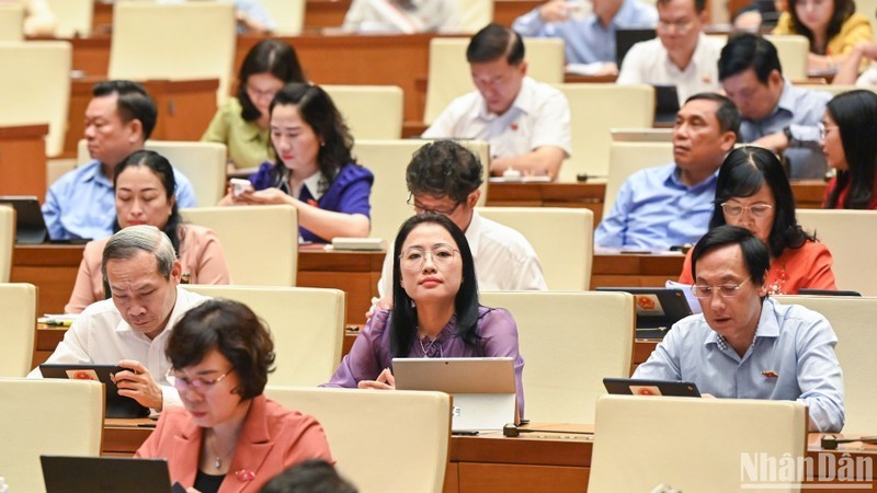 Депутаты НС обсуждают проект Закона о социальном страховании (с поправками). Фото: Зюи Линь