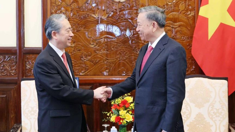 Президент То Лам и Посол Китая во Вьетнаме Сюн Бо. Фото: ВИА