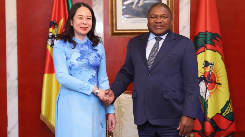  Вице-президент Вьетнама Во Тхи Ань Суан (слева) и Президент Мозамбика Филипе Ньюси.
