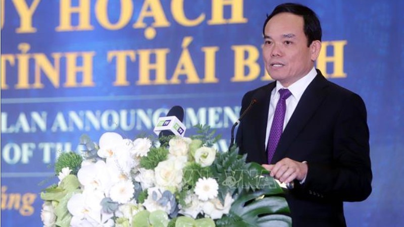 Вице-премьер Чан Лыу Куанг выступает на конфкренции. Фото: ВИА