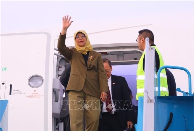 Президент Сингапура Халима Якоб прибыла в Ханой. Фото: VNA
