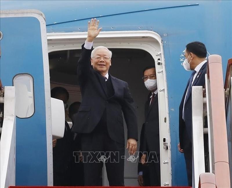 Генеральный секретарь ЦК КПВ Нгуен Фу Чонг прибыл в Пекин. Фото: VNA