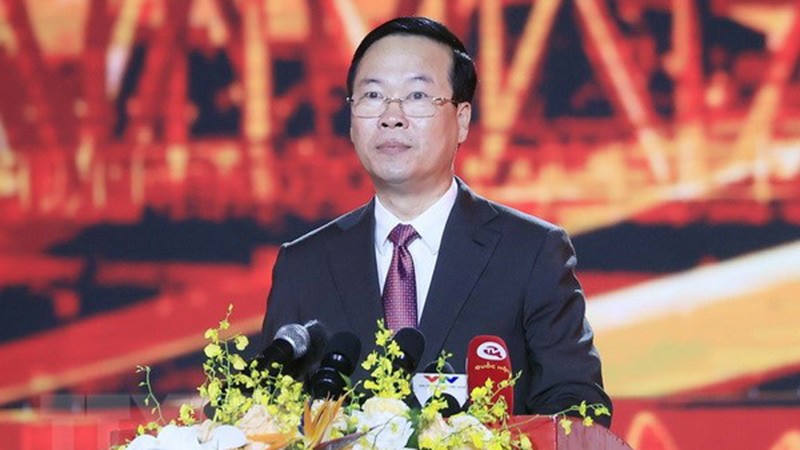 Президент Во Ван Тхыонг выступает на церемонии. Фото: ВИА