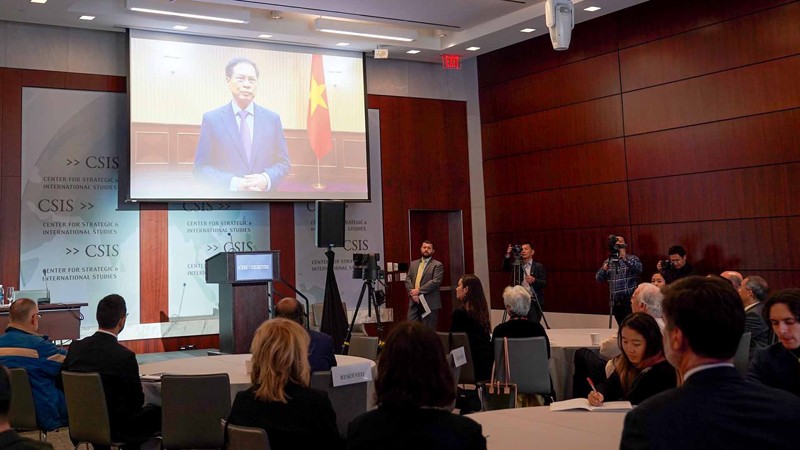 Министр иностранных дел Буй Тхань Шон направил записанную видео речь, в которой приветствовал организацию семинара. Фото: baoquocte.vn