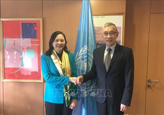 Посол Нгуен Тхи Ван Ань на встрече с Заместителем генерального директора ЮНЕСКО Цюй Сином. Фото: ВИА