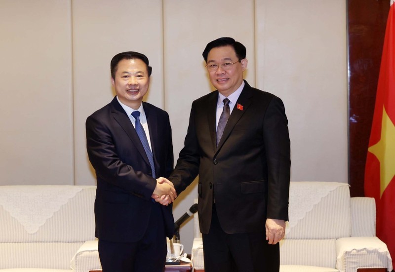 Председатель НС Выонг Динь Хюэ принимает руководителя корпорации Tianneng. Фото: ВИА