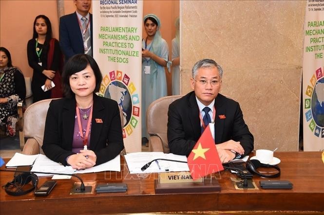 Заместитель председателя Комитета НС по иностранным делам Дон Туан Фонг (справа) на конференции. Фото: VNA