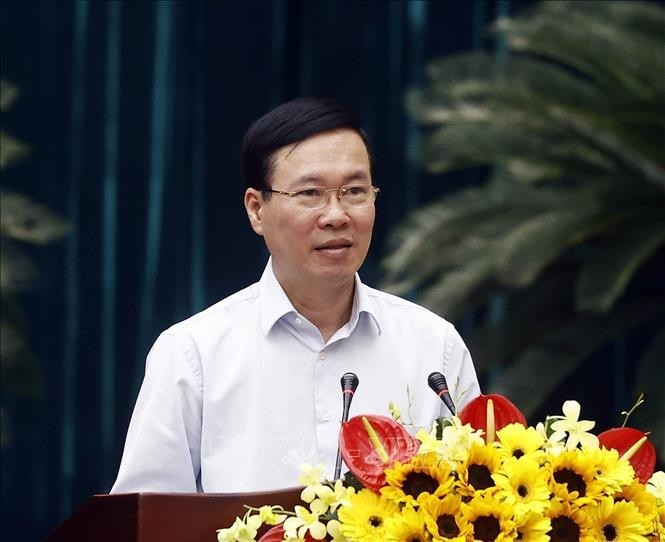 Президент Во Ван Тхыонг выступает с речью. Фото: ВИА