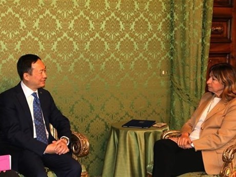 Посол Вьетнама в Италии Зыонг Хай Хынг на встрече с Президентом региона Умбрия Донателлой Тесей. Фото: ВИА
