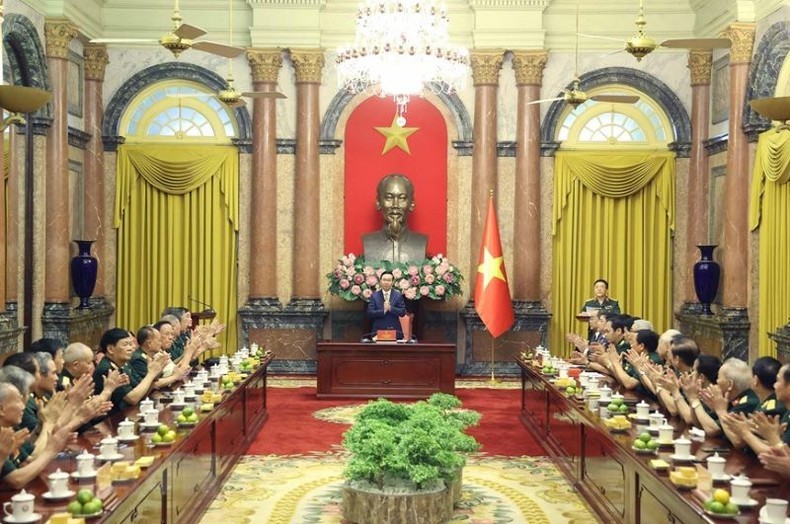 Президент Во Ван Тхыонг выступает на встрече. Фото: ВИА