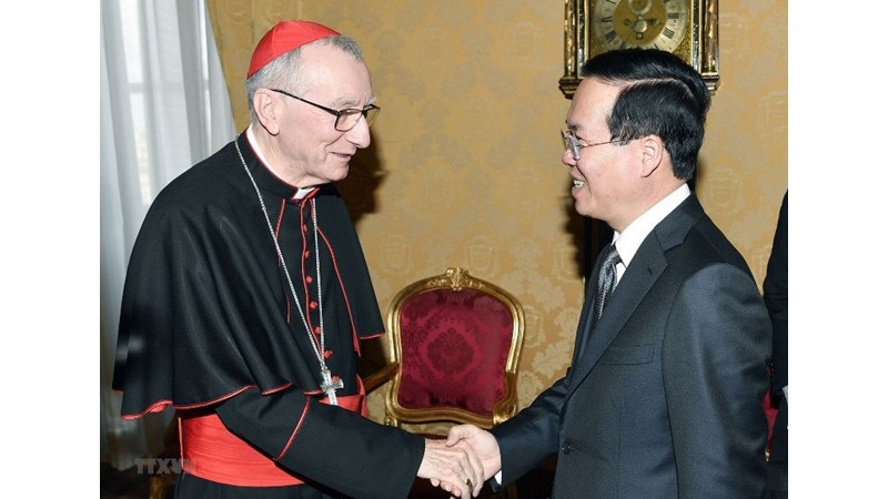 Президент Во Ван Тхыонг и Государственный секретарь Святого престола Кардинал Пьетро Паролин. Фото: ВИА