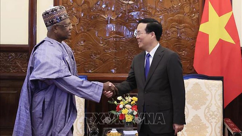 Президент Во Ван Тхыонг (справа) и Посол Нигерии Хасан Адаму Мамани. Фото: ВИА