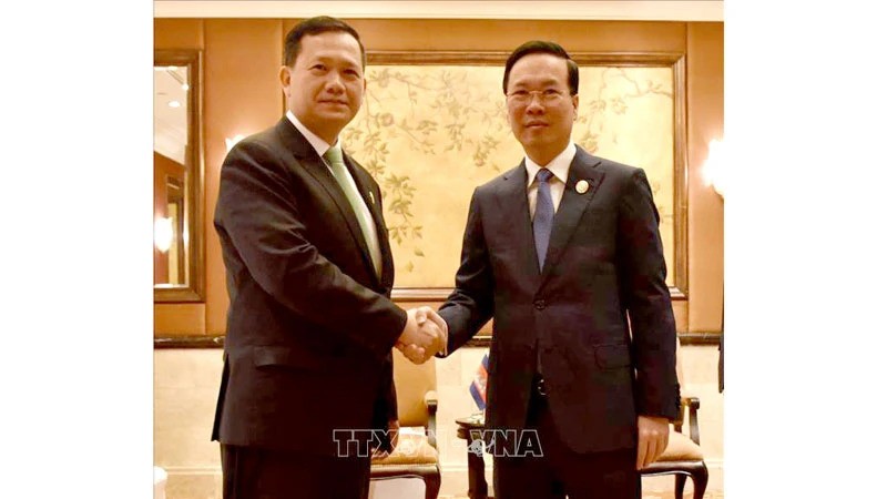 Президент Вьетнама Во Ван Тхыонг и Премьер-министр Камбоджи Хун Манет. Фото: ВИА