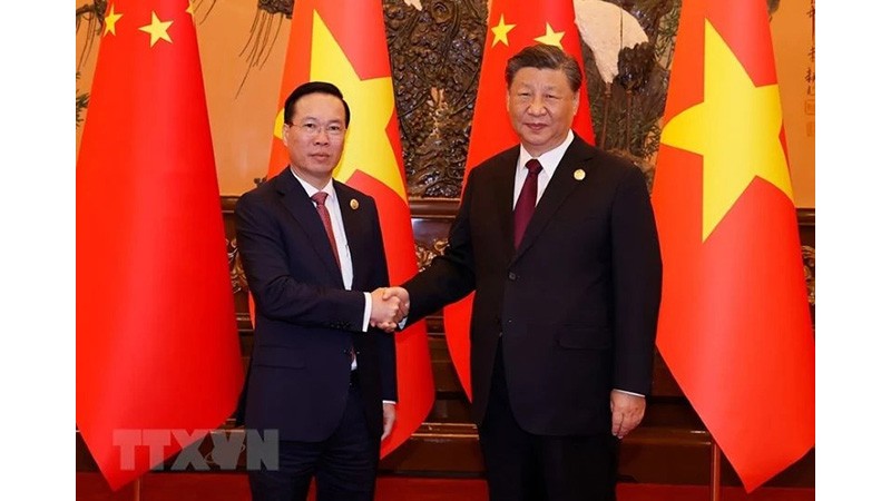 Президент Вьетнама Во Ван Тхыонг и Генеральный секретарь ЦК КПК, Председатель Китая Си Цзиньпин. Фото: ВИА