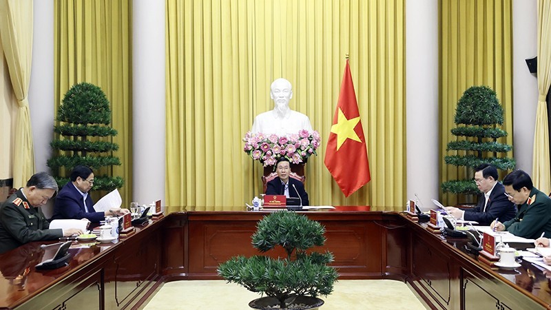 Президент Во Ван Тхыонг председательствует на заседании. Фото: ВИА