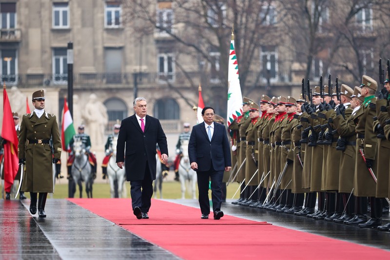 Премьер-министр Фам Минь Тьинь и Премьер-министр Виктор Орбан на церемонии. Фото: VGP