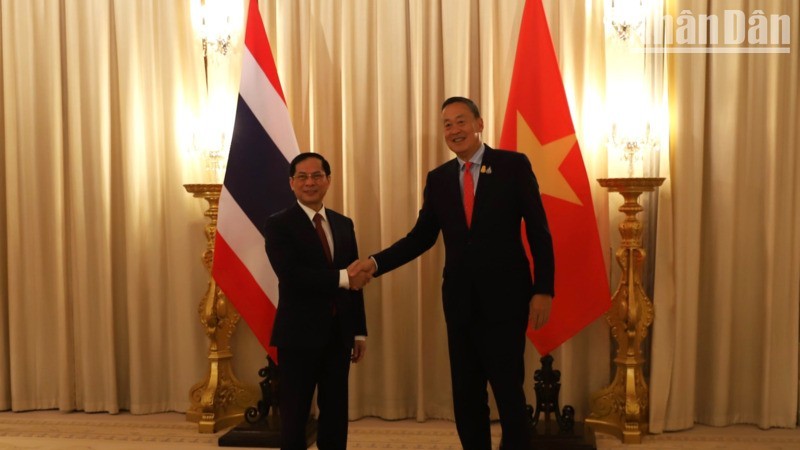 Министр иностранных дел Буй Тхань Шон наносит визит Премьер-министру Таиланда Сретте Тависину.