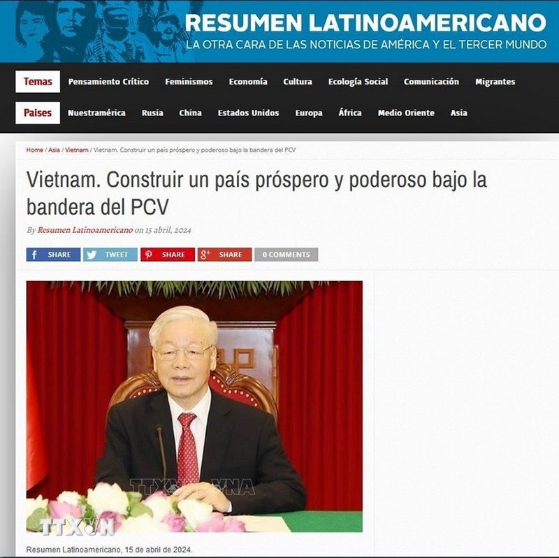 Статья, опубликованная на сайте газеты «Resumen Latinoamericano». Фото: ВИА