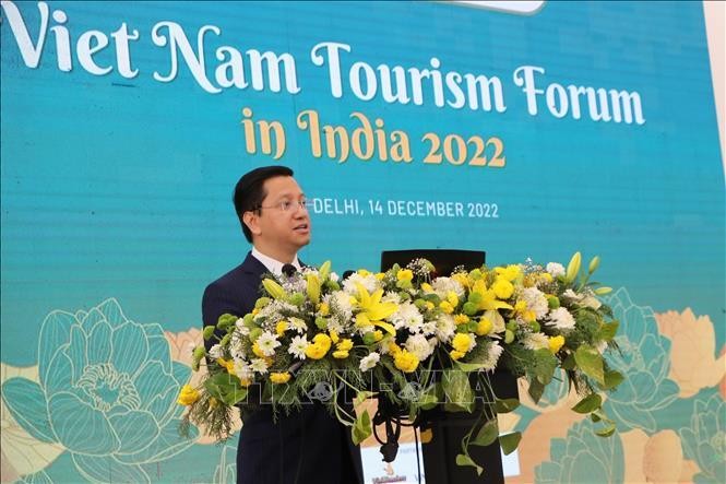 Посол Вьетнама в Индии Нгуен Тхань Хай выступает с речью. Фото: ВИА