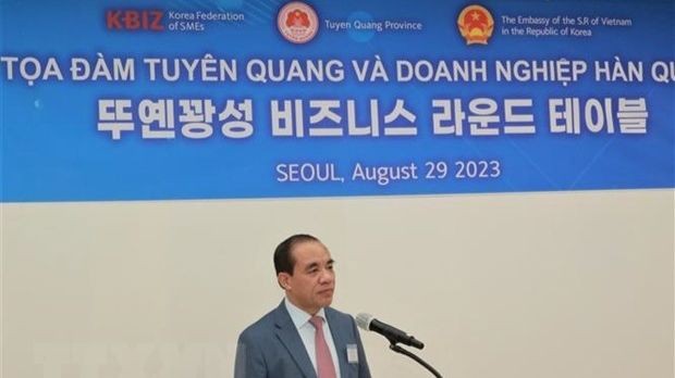 Секретарь Парткома провинции Туенкуанг Тяу Ван Лам выступает с речью. Фото: ВИА