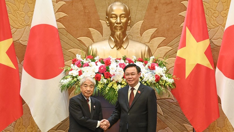 Председатель НС Выонг Динь Хюэ и Председатель Палаты советников Японии Оцудзи Хидэхиса.