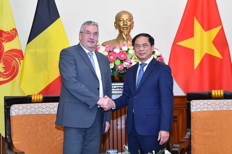 Министр Буй Тхань Шон и Министр, Президент франкоязычного сообщества Бельгии Пьер-Ив Жоле. Фото: МИД Вьетнама