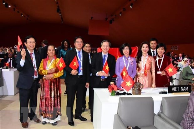 Члены миссии Вьетнама на 17-й сессии Межправительственного комитета по охране нематериального культурного наследия ЮНЕСКО. Фото: ВИА